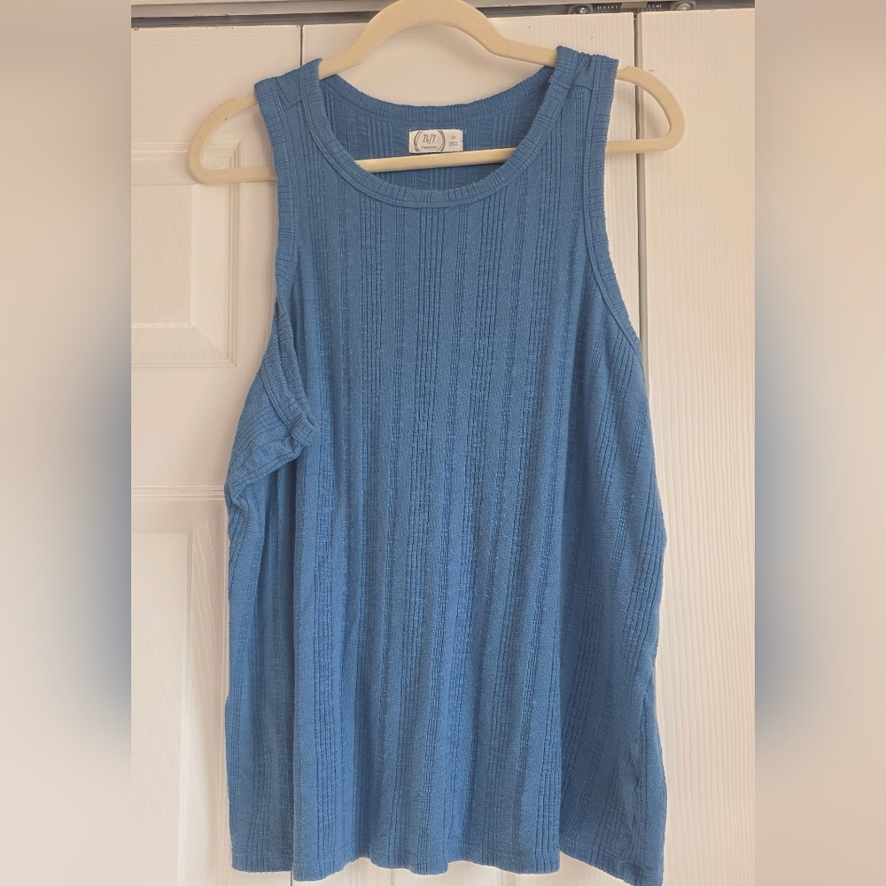 Maurices 2x 24/7 Blue Ribbed Sleeveless Women’s Top